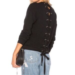 Express Women’s Lace Back High Low Black Knit Sweater Women’s XS